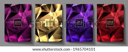 Modern cover design set. Luxury premium polygon pattern (triangle texture) background useful for notebook cover, business poster, royal brochure template