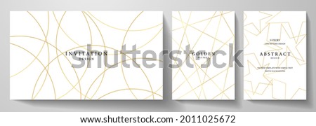 Gold invitation, cover design set. Luxury elegant gold circle, line, star pattern. Premium golden horizontal and vertical vector template for wedding invitation, banner, gift card, gift certificate