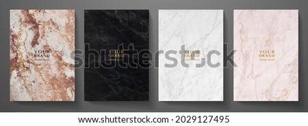 Elegant marble texture set. Vector background collection with black, white, pink line pattern for cover, invitation template, wedding card, menu design, note book