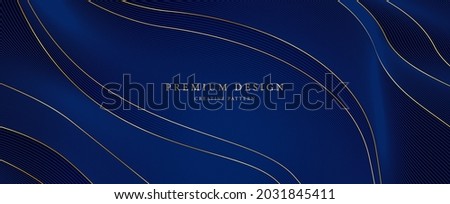 Premium background design with diagonal dark blue and gold line pattern. Vector horizontal template for digital lux business banner, formal invitation, luxury voucher, prestigious gift certificate
