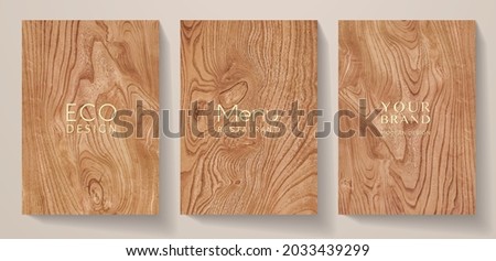 Wooden texture set (collection). Natural eco vector background with brown wood pattern for cover template, menu board, parquet flooring design