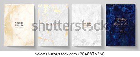 Elegant marble texture set. Luxury vector background collection with black, navy blue pattern for cover, invitation template, wedding card, menu design, note book Сток-фото © 