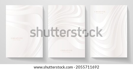 White cover design set. Wavy background with line pattern (curves). Platinum vector for business background, brochure template, planner, flyer a4, music poster, elegant invite