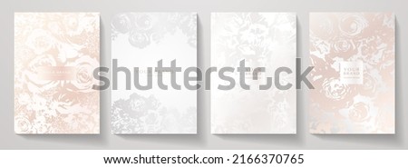 Flourish elegant cover design set. Luxury fashionable background with pastel floral pattern. Flower abstract vector template for wedding invite, makeup catalog, brochure template, flyer, presentation 商業照片 © 