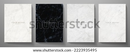 Elegant marble texture set. Vector background collection with black, white line pattern for cover, invitation template, wedding card, contemporary menu design, note book