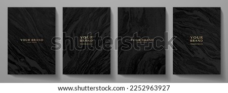 Elegant marble texture set. Vector background collection with black line pattern for cover, invitation template, wedding card, contemporary dark menu design, note book