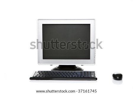 Desktop computer with lcd monitor, keyboard and mouse