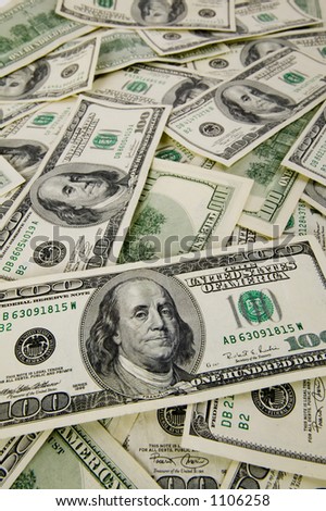 Money background pattern of one hundred dollar bills.