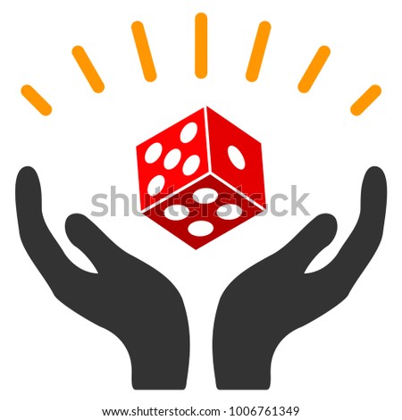 Dice Win Hands flat vector illustration. An isolated icon on a white background.