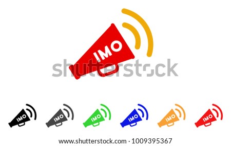 Imo Megaphone Alert icon. Vector illustration style is a flat iconic imo megaphone alert symbol with gray, yellow, green, blue, red, black color variants. Designed for web and software interfaces.