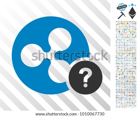 Ripple Coin Unknown Status icon with 7 hundred bonus bitcoin mining and blockchain pictographs. Vector illustration style is flat iconic symbols designed for blockchain apps.