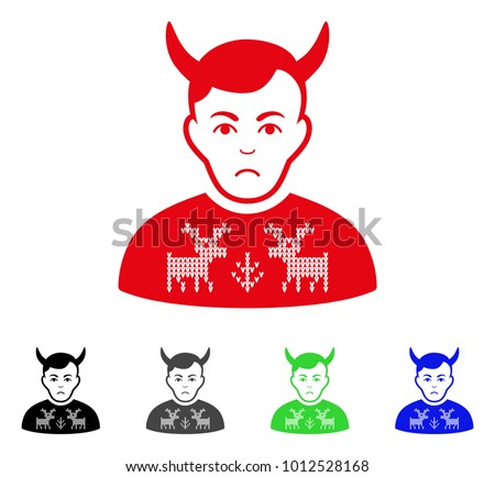 Sad Deers Pullover Horned Husband vector pictograph. Vector illustration style is a flat iconic deers pullover horned husband symbol with grey, black, blue, red, green color variants.