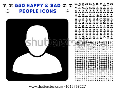 Man Vcard pictograph with 550 bonus pitiful and glad jobs clip art. Vector illustration style is flat black iconic symbols.