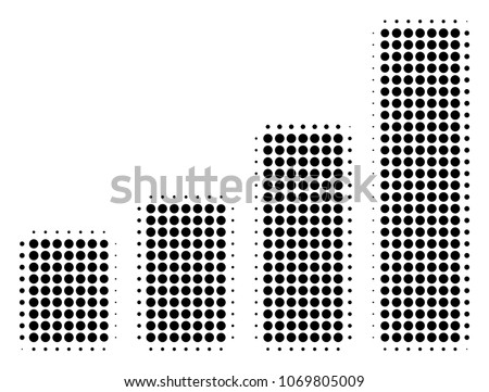 Bar Chart halftone vector icon. Illustration style is dotted iconic Bar Chart icon symbol on a white background. Halftone pattern is round elements.