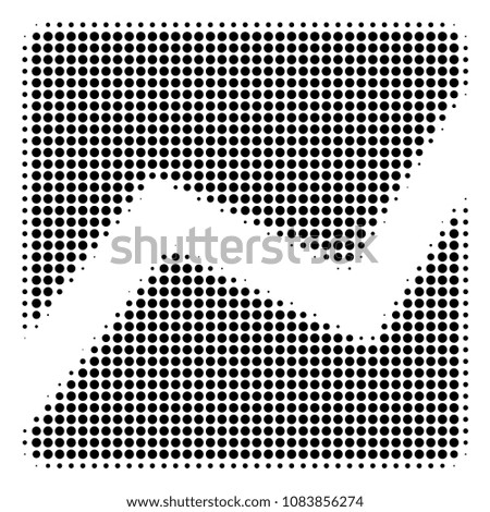 Dot black analytics chart icon. Vector halftone concept of analytics chart pictogram designed from round items.