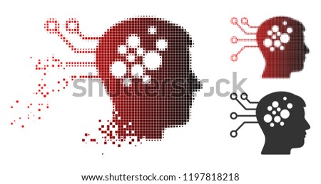 Neural computer links icon in sparkle, pixelated halftone and undamaged entire variants. Points are organized into vector sparkle neural computer links symbol.