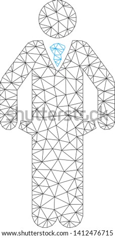 Mesh bankrupt model icon. Wire frame polygonal mesh of vector bankrupt isolated on a white background. Abstract 2d mesh built from polygonal grid and small circle.