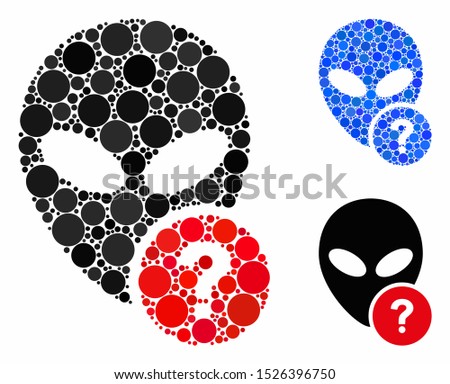 Alien status composition for alien status icon of circle elements in variable sizes and color hues. Vector circle elements are united into blue collage.