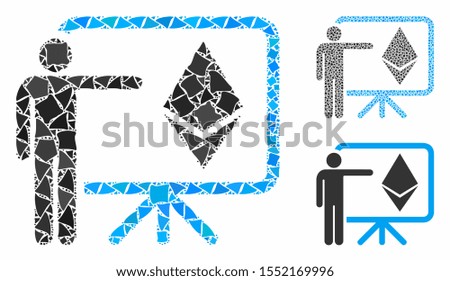 Ethereum lecture board composition of rough parts in various sizes and shades, based on Ethereum lecture board icon. Vector raggy items are composed into collage.