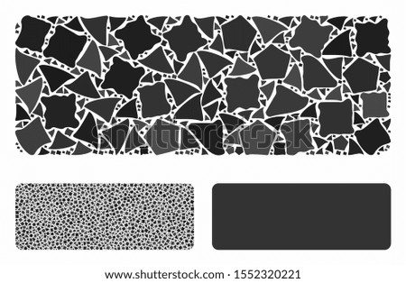 Minus composition of rugged elements in variable sizes and shades, based on minus icon. Vector rugged parts are composed into composition. Minus icons collage with dotted pattern.