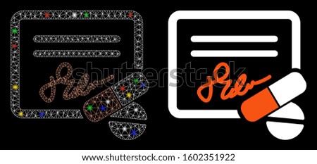 Glossy mesh receipt icon with sparkle effect. Abstract illuminated model of receipt. Shiny wire carcass polygonal network receipt icon. Vector abstraction on a black background.