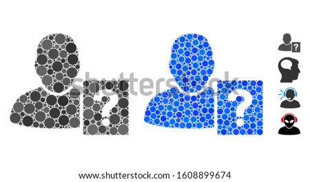 User status question composition of circle elements in different sizes and color hues, based on user status question icon. Vector round elements are combined into blue composition.