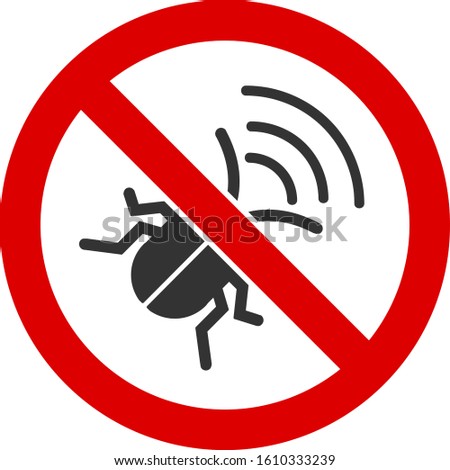 No spy bug vector icon. Flat No spy bug pictogram is isolated on a white background.