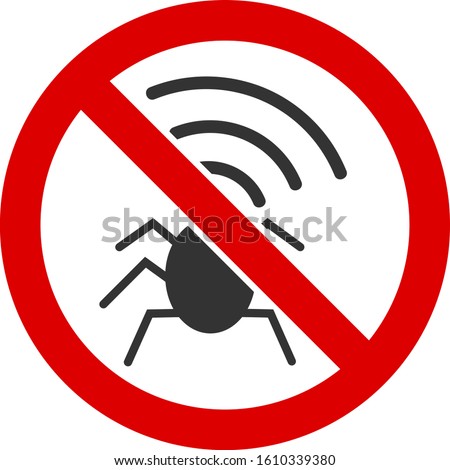No radio bugs vector icon. Flat No radio bugs symbol is isolated on a white background.