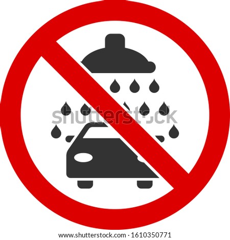 No car washing vector icon. Flat No car washing symbol is isolated on a white background.