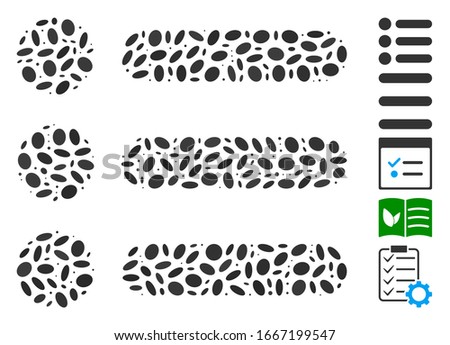 Dotted Mosaic based on items. Mosaic vector items is created with randomized oval dots. Bonus icons are added.