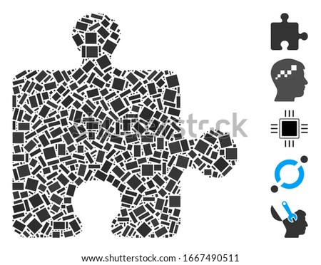 Dotted Mosaic based on puzzle plugin. Mosaic vector puzzle plugin is created with scattered rectangular spots. Bonus icons are added.