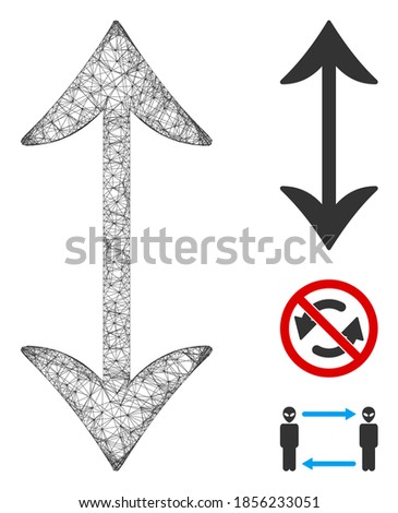 Mesh swap vertically polygonal web icon vector illustration. Carcass model is created from swap vertically flat icon. Triangular mesh forms abstract swap vertically flat model.