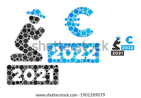 Gentleman pray euro 2022 mosaic of circle elements in different sizes and color hues. Vector round elements are grouped into gentleman pray euro 2022 mosaic.