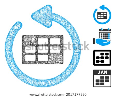 Mesh refresh calendar table web icon vector illustration. Model is created from refresh calendar table flat icon. Net forms abstract refresh calendar table flat model.