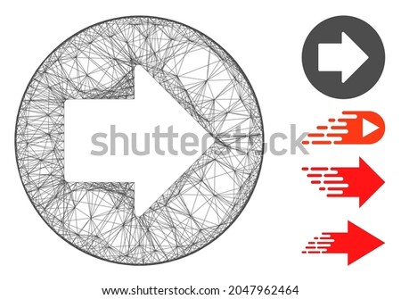 Vector wire frame right arrow. Geometric wire frame flat network made from right arrow icon, designed from intersected lines. Some bonus icons are added.