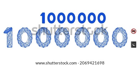 Vector wire frame 1000000 digits text. Geometric linear frame flat network made from 1000000 digits text icon, designed from crossed lines. Some bonus icons are added.