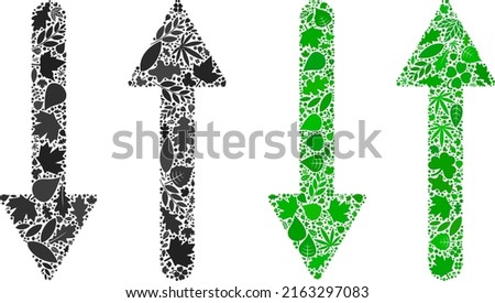 Ecology arrows exchange vertical icon composition of herbal leaves in green and natural color variations. Ecological environment vector concept for arrows exchange vertical icon.