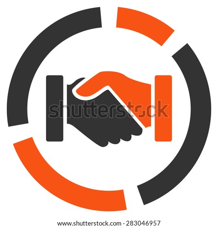 Handshake diagram icon from Business Bicolor Set. Vector style: bicolor flat symbol, orange and gray colors, rounded angles, white background.