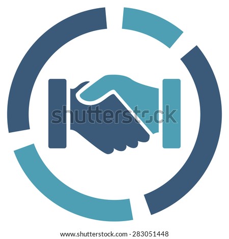 Handshake diagram icon from Business Bicolor Set. Vector style: bicolor flat symbol, cyan and blue colors, rounded angles, white background.