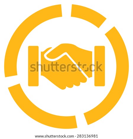 Handshake diagram icon from Business Bicolor Set. Vector style: flat symbol, yellow color, rounded angles, white background.