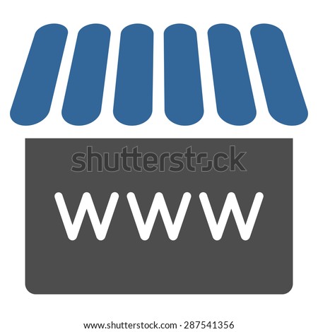 Webstore icon from Business Bicolor Set. Vector style: bicolor flat symbol, cobalt and gray colors, rounded angles, white background.