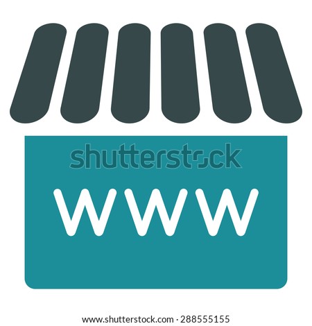 Webstore icon from Business Bicolor Set. Vector style: bicolor flat symbol, soft blue colors, rounded angles, white background.