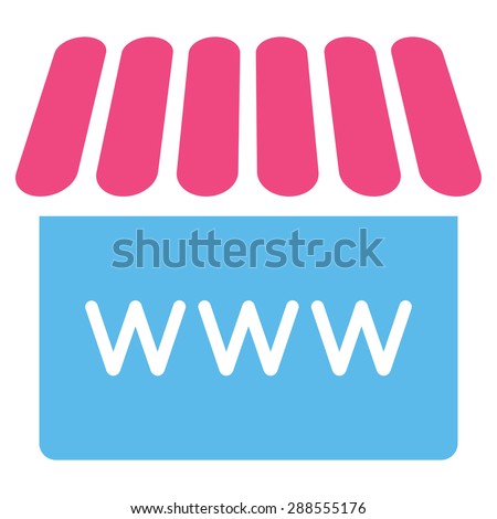 Webstore icon from Business Bicolor Set. Vector style: bicolor flat symbol, pink and blue colors, rounded angles, white background.
