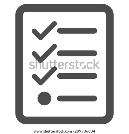 Checklist icon from Business Set. Vector style: flat symbol, gray color, rounded angles, white background. Design for software and web toolbars.