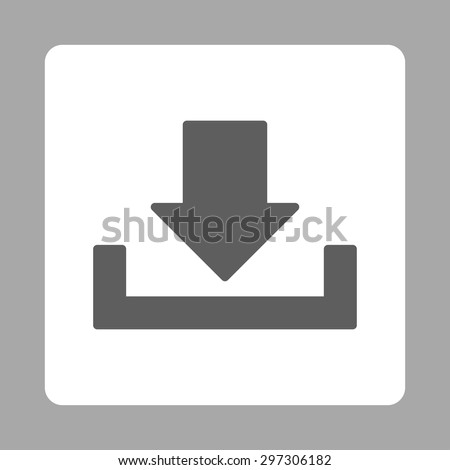 Download icon from Primitive Buttons OverColor Set. This rounded square flat button is drawn with dark gray and white colors on a silver background.