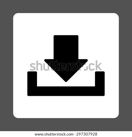 Download icon from Primitive Buttons OverColor Set. This rounded square flat button is drawn with black and white colors on a gray background.