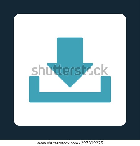 Download icon from Primitive Buttons OverColor Set. This rounded square flat button is drawn with blue and white colors on a dark blue background.