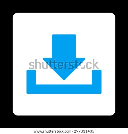 Download icon from Primitive Buttons OverColor Set. This rounded square flat button is drawn with blue and white colors on a black background.