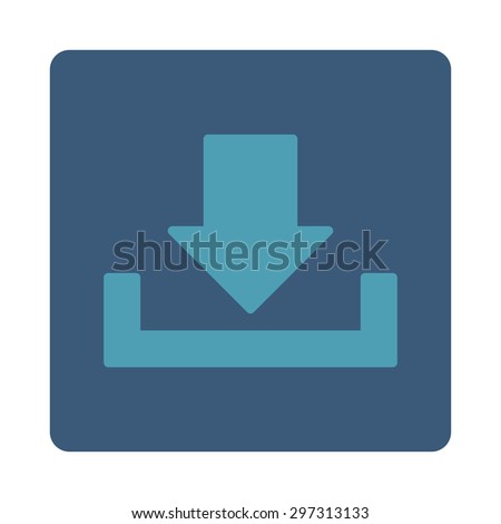 Download icon from Primitive Buttons OverColor Set. This rounded square flat button is drawn with cyan and blue colors on a white background.