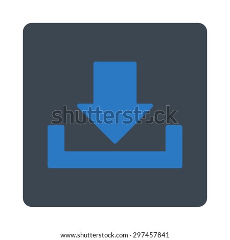 Download icon from Primitive Buttons OverColor Set. This rounded square flat button is drawn with smooth blue colors on a white background.